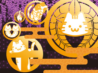 和柄壁紙＿猫紋0004