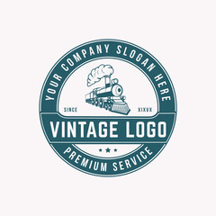 vintage old train logo illustration
