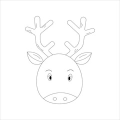 Doodle cute Santa reindeer. Christmas monochrome black and white winter symbol.
