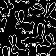 seamless abstract pattern background fabric design print wrapping paper digital illustration texture with rabbits 