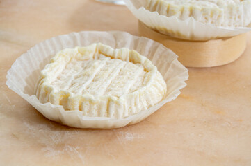 French cheeses Rocamadour served on marble board