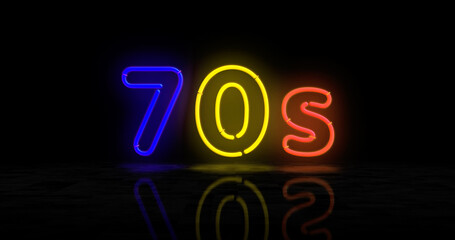 70s retro party neon light 3d illustration