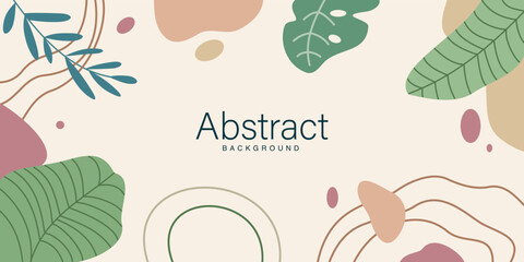Abstract tropical floral frame in trendy design style for background and copy space