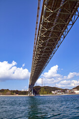 秋の関門海峡と関門橋 ( Autumn landscape of Kanmonkyo Bridge and The Kanmon Straits, Kitakyushu-city, Fukuoka-prefecture, Japan )