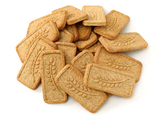Cookies made of whole grain cereals on a white background 