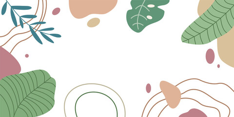 Abstract tropical floral frame illustration in trendy design style