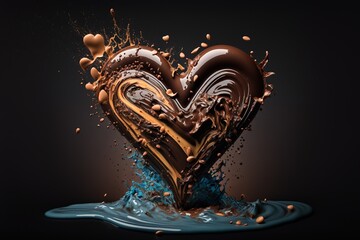 Chocolate heart splashes Royalty-free fictitious generative AI artwork that doesn't exist in real life.
