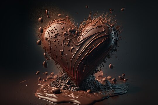 Chocolate heart splashes Royalty-free fictitious generative AI artwork that doesn't exist in real life.
