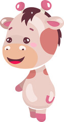 Cute smiling giraffe semi flat color raster character. Posing figure. Fluffy toy for kid. Full body animal on white. Simple cartoon style illustration for web graphic design and animation