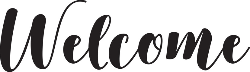 Welcome handwritten vector text. Handwritten modern calligraphy. Welcome black text handwritten. 