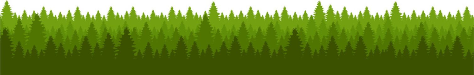 Forest line with spirelike shapes semi flat color raster object. Full sized item on white. Natural landscape. Conservation. Simple cartoon style illustration for web graphic design and animation