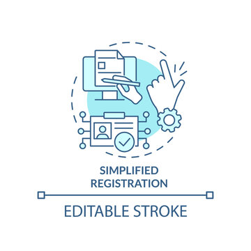 Simplified registration turquoise concept icon. User authentication data abstract idea thin line illustration. Isolated outline drawing. Editable stroke. Arial, Myriad Pro-Bold fonts used