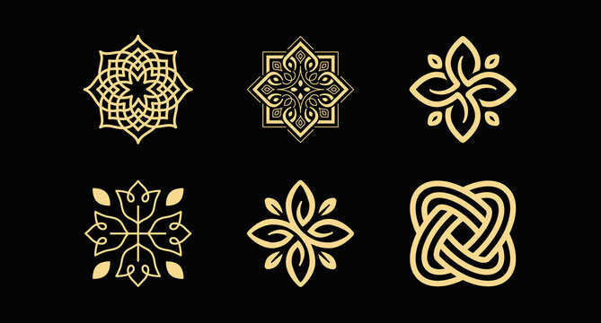 Vector logo design template and emblem  with petals and lines - luxury beauty spa concept - green badge for yoga studios, holistic medicine centers, natural and organic food products and packaging