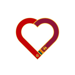 friendship concept. heart ribbon icon of montenegro and sri lanka flags. vector illustration isolated on white background - obrazy, fototapety, plakaty