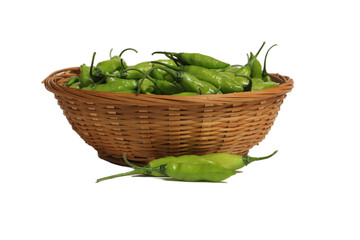 Bowl of Fresh Aji Limo Chili Peppers Isolated on White Background