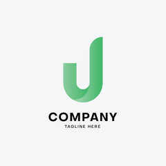 Letter j initial green gradient colorful logo template