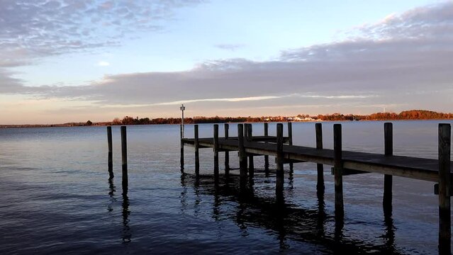 Solomons Island, Maryland USA The banks of the Patuxent river and the Patuxent river bridge. 