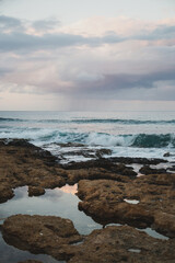 Landscape with rain falling on the sea
