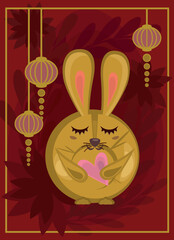 bunny greeting card happy new year