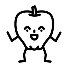 apple fruit character line icon vector. apple fruit character sign. isolated contour symbol black illustration