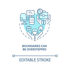 Boundaries can be overstepped turquoise concept icon. Home based business problem abstract idea thin line illustration. Isolated outline drawing. Editable stroke. Arial, Myriad Pro-Bold fonts used