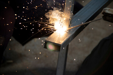 sparks generated by welding steel