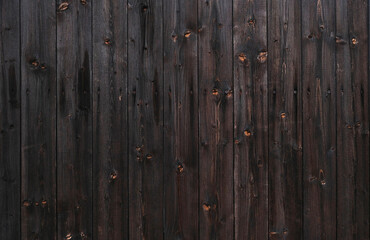 Natural Dark Wooden Background. Wooden rustic background. Old boards with Rusty nails. Copy space for your text or image. Dark brown wood boards. Blank for design and require a wood grain.