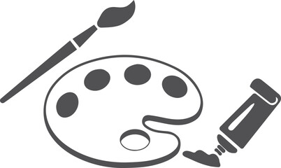 Art icon, color plate and brush icon black vector