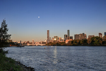 Obraz premium Brisbane city skyline at sunset