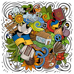 Ukraine cartoon doodle illustration. Funny Ukrainian design.