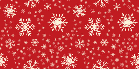 Snowflakes seamless pattern for Christmas holidays. Xmas snowflake ornament for winter holidays greeting card or wrapper. Christmas snowfall texture.