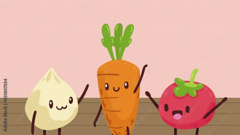 Canvas Prints fresh vegetables kawaii characters animation