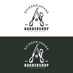 Scissors Logo Design, Barbershop Shaver Vector, Babershop Scissors Brand Illustration