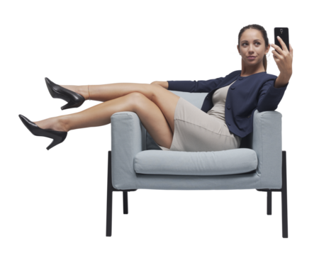 PNG file no background Businesswoman videocalling with her smartphone