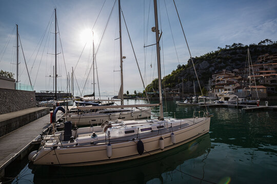 Beautiful sunny day in the bay of Portopiccolo Sistiana. Duino. Italy