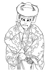 歌舞伎,松王丸,菅原伝授手習鑑,線画