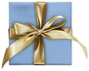 blue Gift box wrapped with bright ribbon bow tape isolated on transparent background, object for gift greeting card, Merry Christmas and Easter or father day banner or promotion shopping advertising