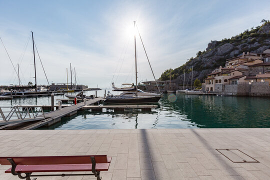 Beautiful sunny day in the bay of Portopiccolo Sistiana. Duino. Italy