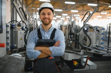 Smart factory worker or engineer do machine job in manufacturing workshop . Industry and engineering concept .