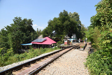 Fototapeta na wymiar Death Railway in Katchanaburi, Thailand, Todeszug, River Kwai