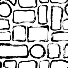 Grunge Dry Brush Frames Vector Seamless Pattern.
