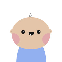 Baby face icon. Human child toddler. Kid head. Little boy infant. Cute cartoon kawaii funny character. Decoration for invitation, greeting card, sticker print. Flat design White background