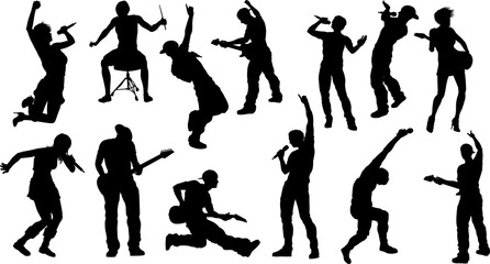 Silhouettes Rock or Pop Band Musicians