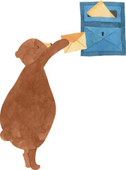 Mail Post - Postage set of mailing, sending letters, email, post office, envelopes, stamp, ink, feather, pencil, writing, scissors, cup, post box and seamless patterns, banner, frame, sticker