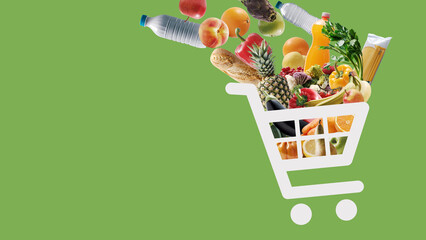 Shopping cart icon full of groceries