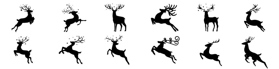 Christmas deer icon vector set. Christmas reindeer illustration sign collection. Animal symbol or logo.