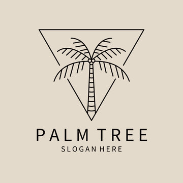 Palm tree line art logo, icon and symbol, vector illustration design