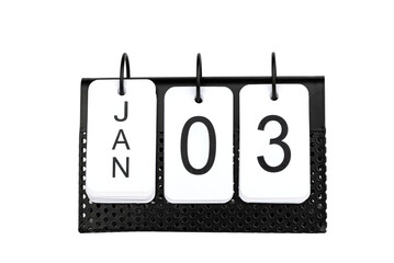 3rd of January - date on the metal calendar