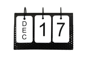 17th of December - date on the metal calendar