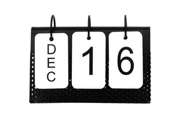 16th of December - date on the metal calendar